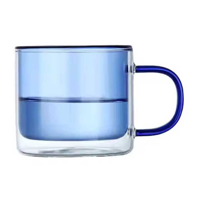 250ml Colorful Double Wall Glass Coffee Mug with Handle – Insulated Borosilicate Cup for Hot & Cold Drinks