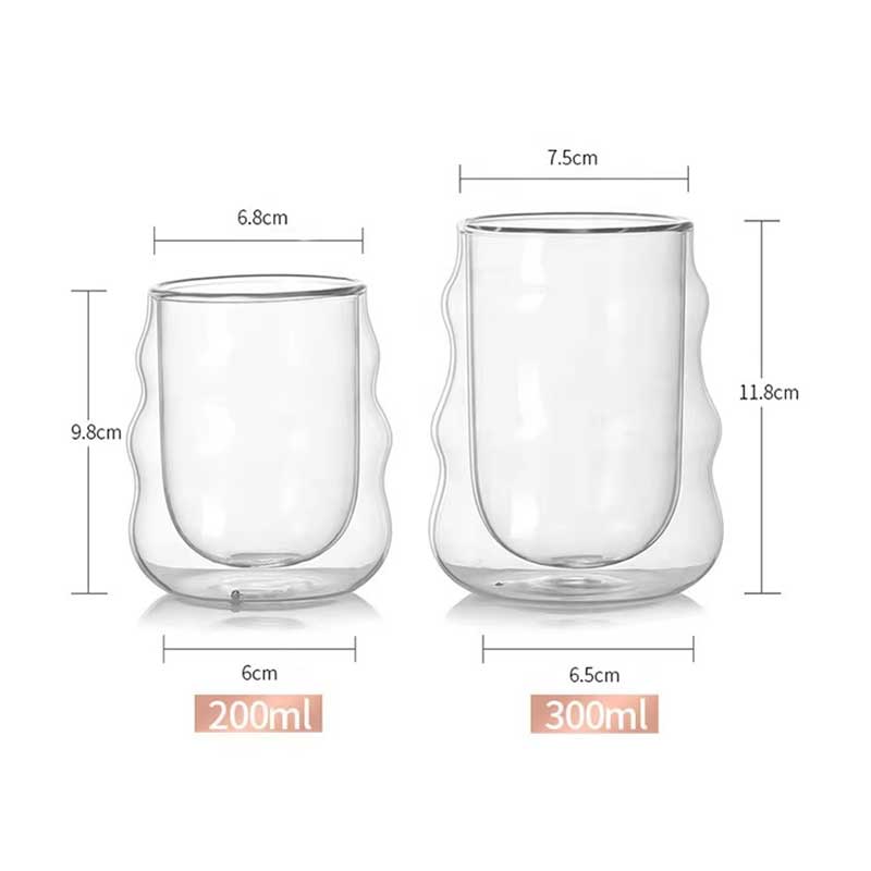 Creative Wave Shape Double Wall Glass Coffee Cup – Handmade Lead-Free Design