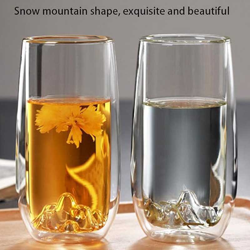 Double-Layer Mountain Viewing Glass – 300ml Heat-Resistant Beer, Wine & Milk Cup for Creative Bar Use