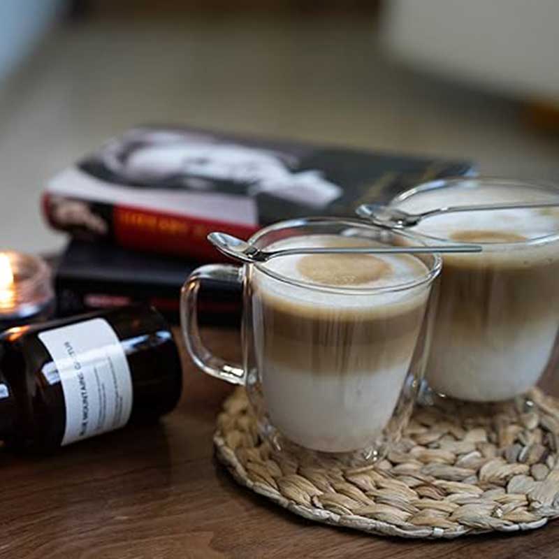 Double Wall Borosilicate Glass Coffee Mug with Handle – Insulated Clear Tea & Coffee Cup Gift Set