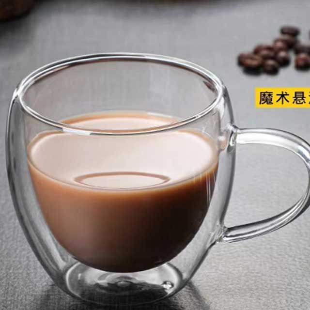 Double Wall Insulated Borosilicate Glass Coffee & Tea Cup – Heat Resistant Clear Glass Mug for Hot & Cold Drinks