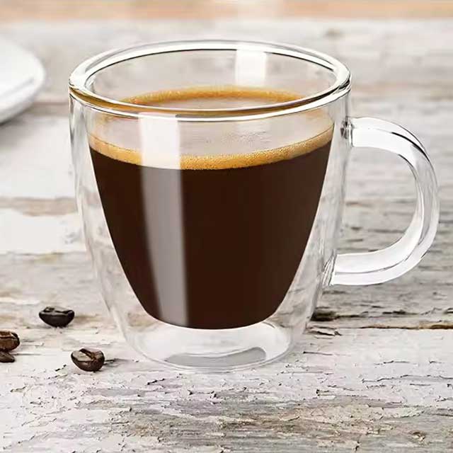 Double Wall Insulated Borosilicate Glass Coffee & Tea Cup – Heat Resistant Clear Glass Mug for Hot & Cold Drinks