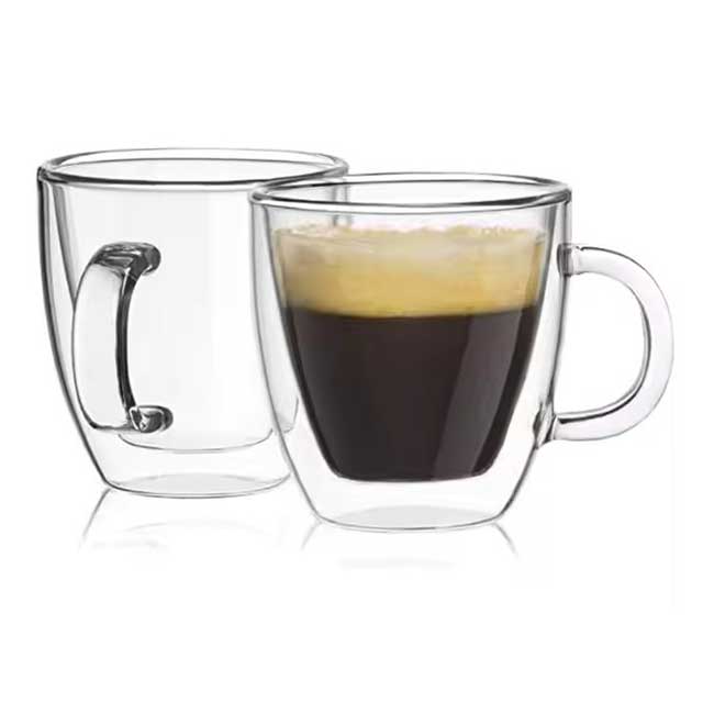 Double Wall Insulated Borosilicate Glass Coffee & Tea Cup – Heat Resistant Clear Glass Mug for Hot & Cold Drinks