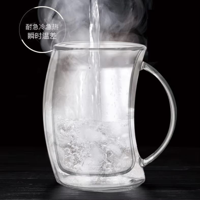 Caleo Collection Double Wall Glass Coffee Cups – Insulated Clear Mugs for Hot & Cold Beverages