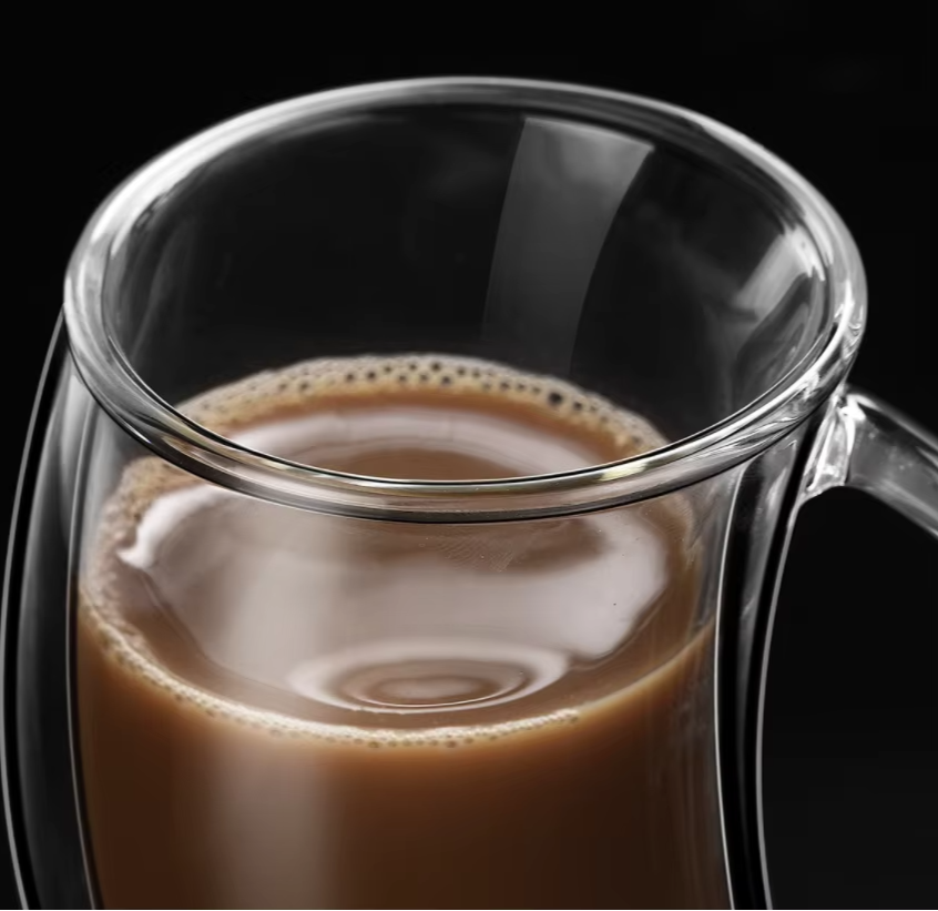 Caleo Collection Double Wall Glass Coffee Cups – Insulated Clear Mugs for Hot & Cold Beverages