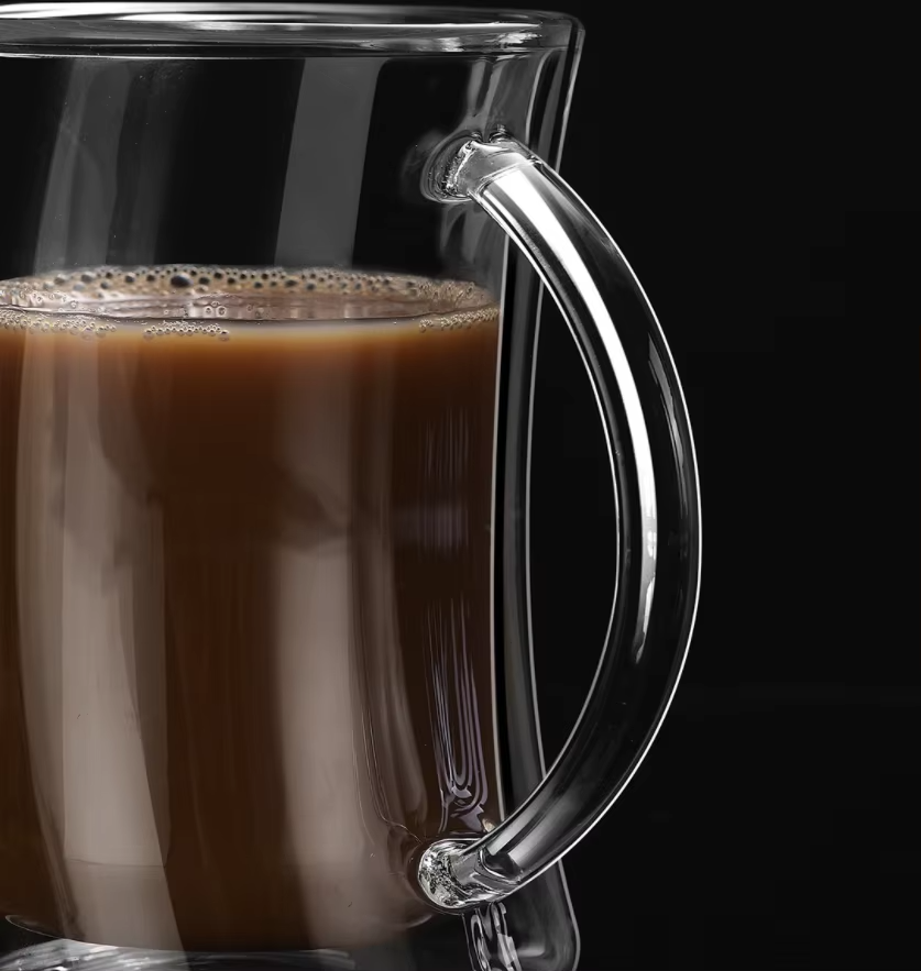 Caleo Collection Double Wall Glass Coffee Cups – Insulated Clear Mugs for Hot & Cold Beverages