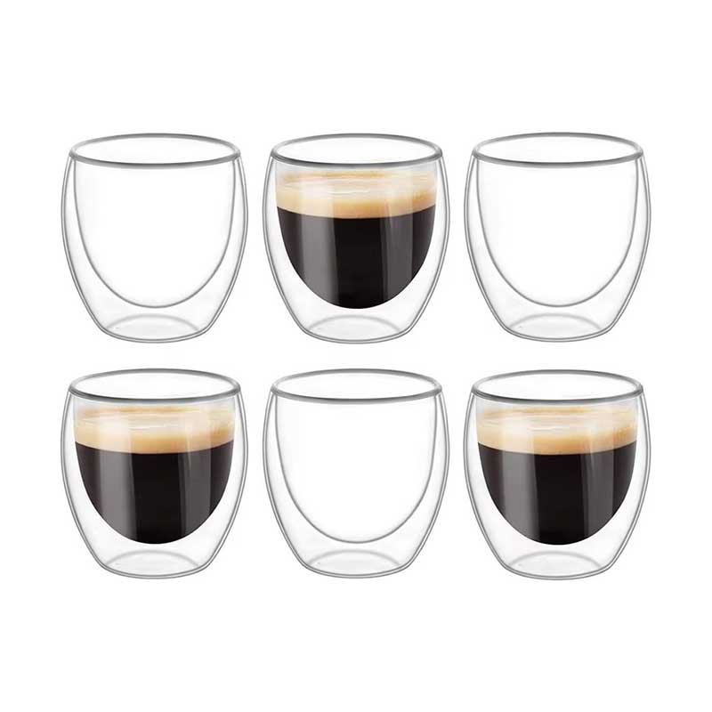 Heat Resistant Double Wall Clear Glass Coffee Mug Without Handle