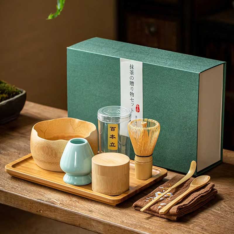 Matcha Tea Whisk & Brush Set – Traditional Song Dynasty Style Tea Maker Tool Kit in Japanese-Inspired High-End Gift Box