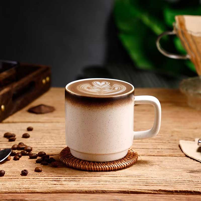 Retro Style Ceramic Coffee Mug – 300ml Porcelain Cup for Hotel and Restaurant Use