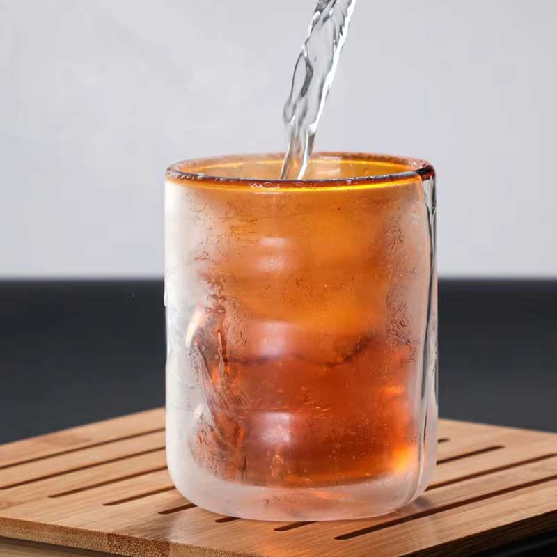 Rippled Double Layer Heat Resistant Glass Cup – Borosilicate Glass with Colorful Liner for Coffee or Candle Use