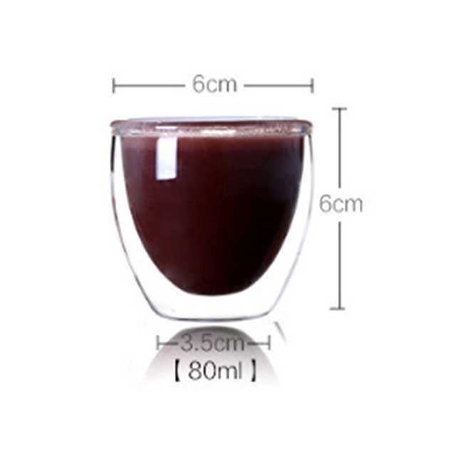 Heat Resistant Double Wall Clear Glass Coffee Mug Without Handle