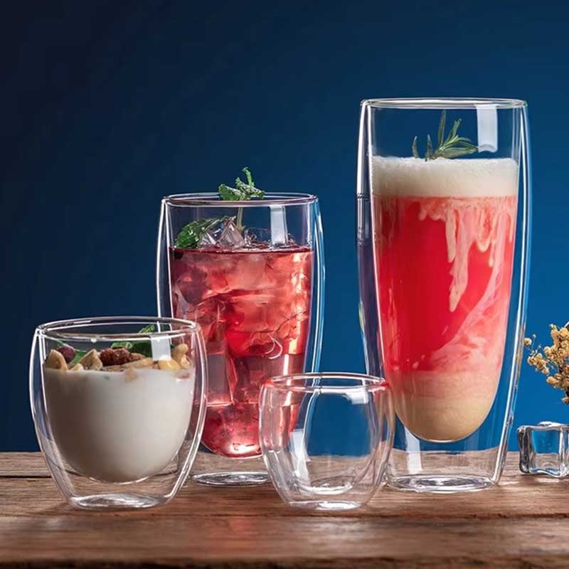 Heat Resistant Double Wall Clear Glass Coffee Mug Without Handle