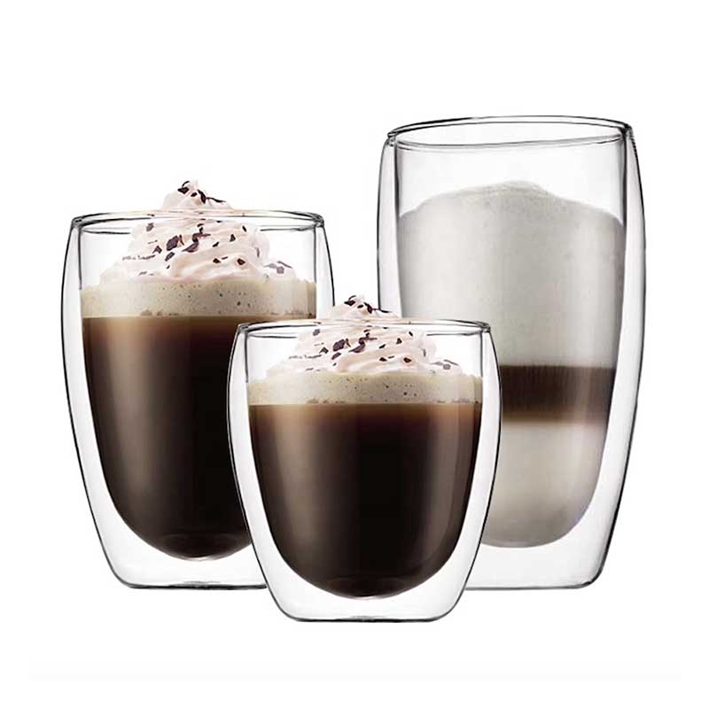 Heat Resistant Double Wall Clear Glass Coffee Mug Without Handle