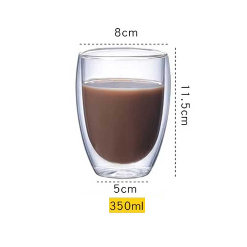 Heat Resistant Double Wall Clear Glass Coffee Mug Without Handle