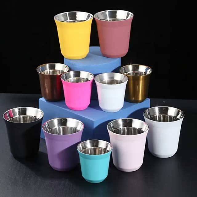 Wholesale Mini Double Wall Stainless Steel Coffee Cup Set – Insulated Metal Gift Cups at Low Price