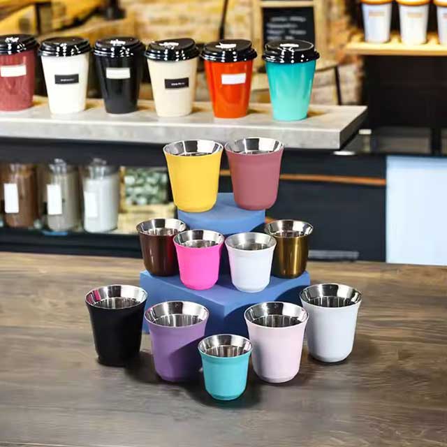 Wholesale Mini Double Wall Stainless Steel Coffee Cup Set – Insulated Metal Gift Cups at Low Price