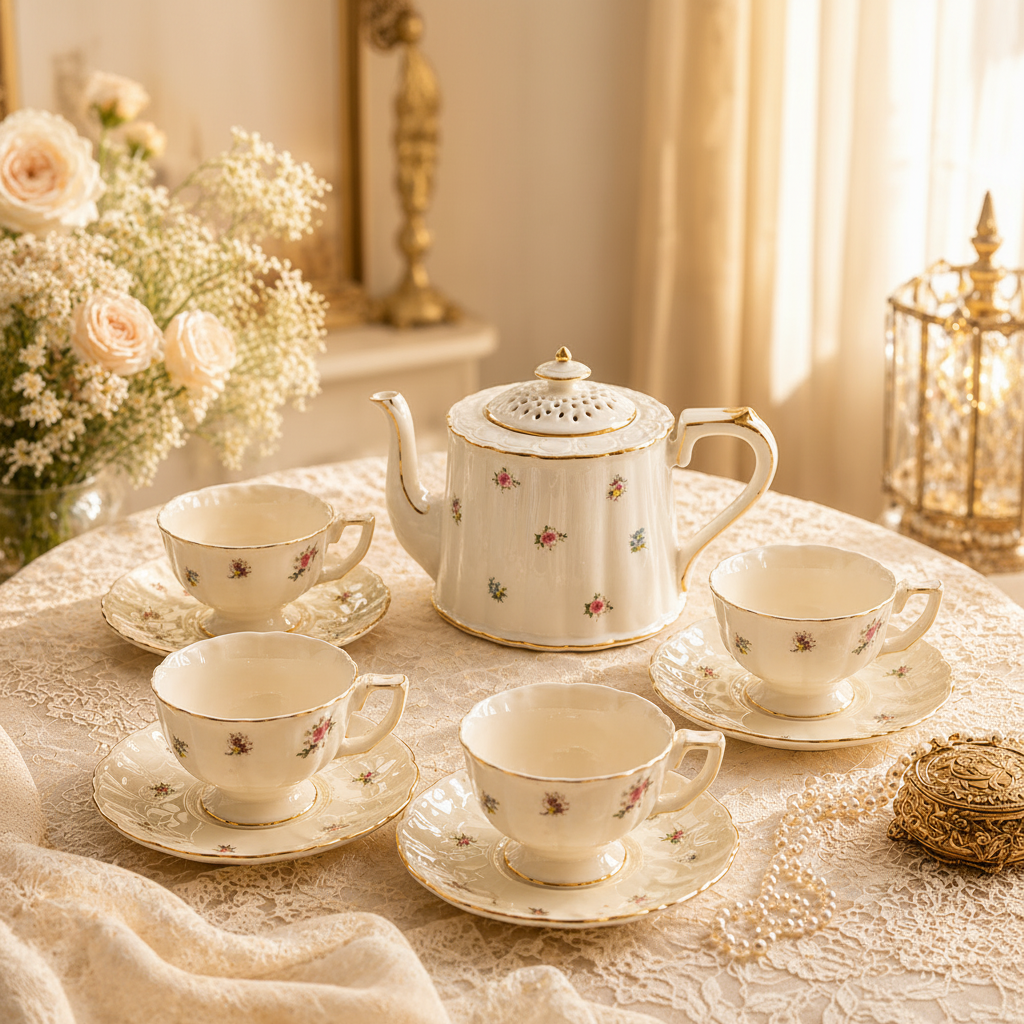 The English Tea Set – 1 Teapot, 4 Cups & 4 Saucers