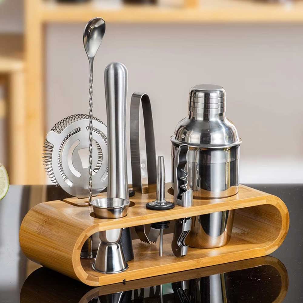 10-Piece Stainless Steel Bartender Kit with Stand