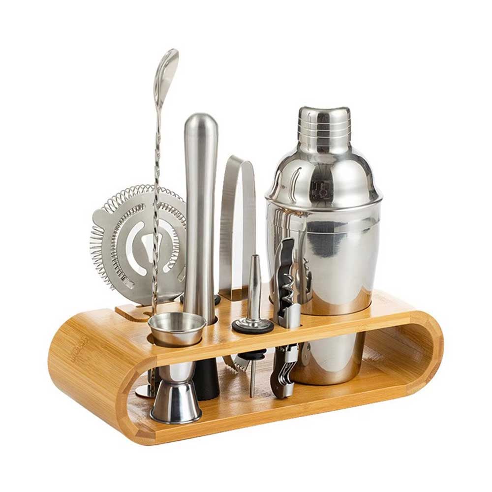 10-Piece Stainless Steel Bartender Kit with Stand