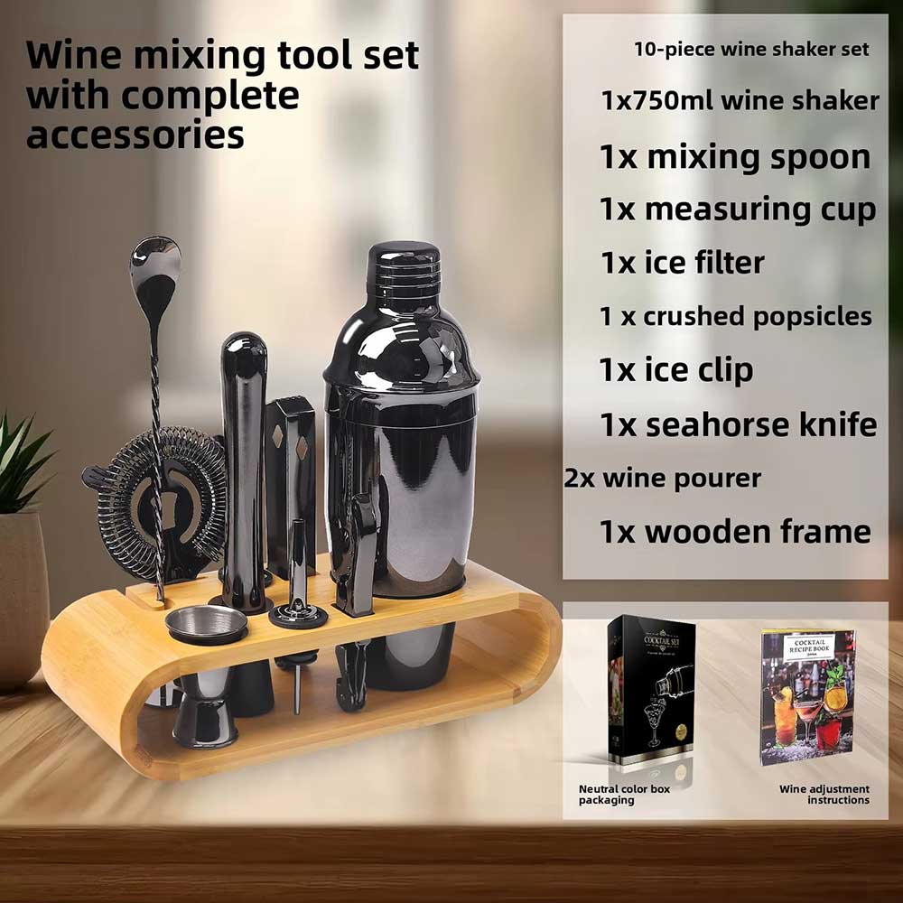 10-Piece Stainless Steel Bartender Kit with Stand