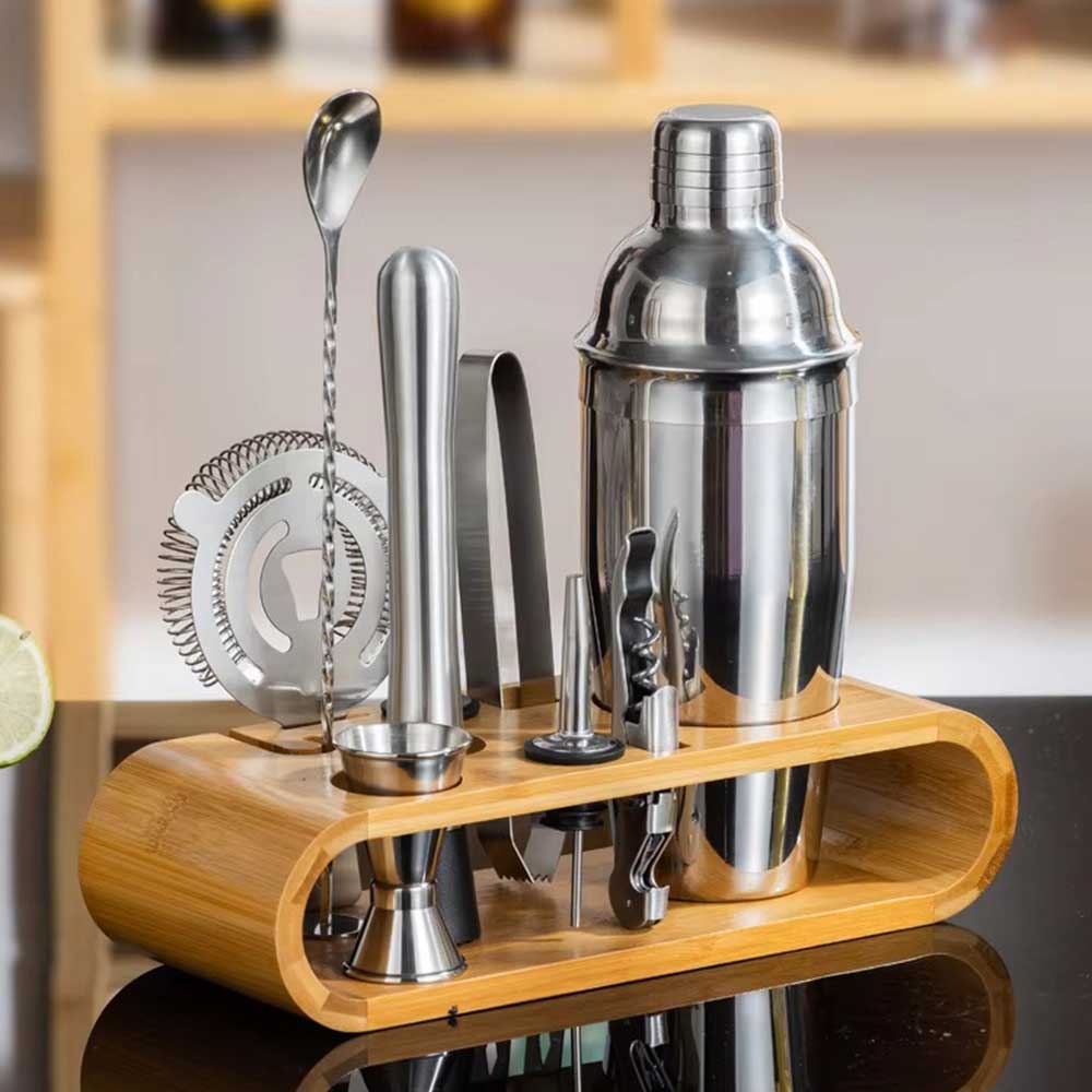 10-Piece Stainless Steel Bartender Kit with Stand