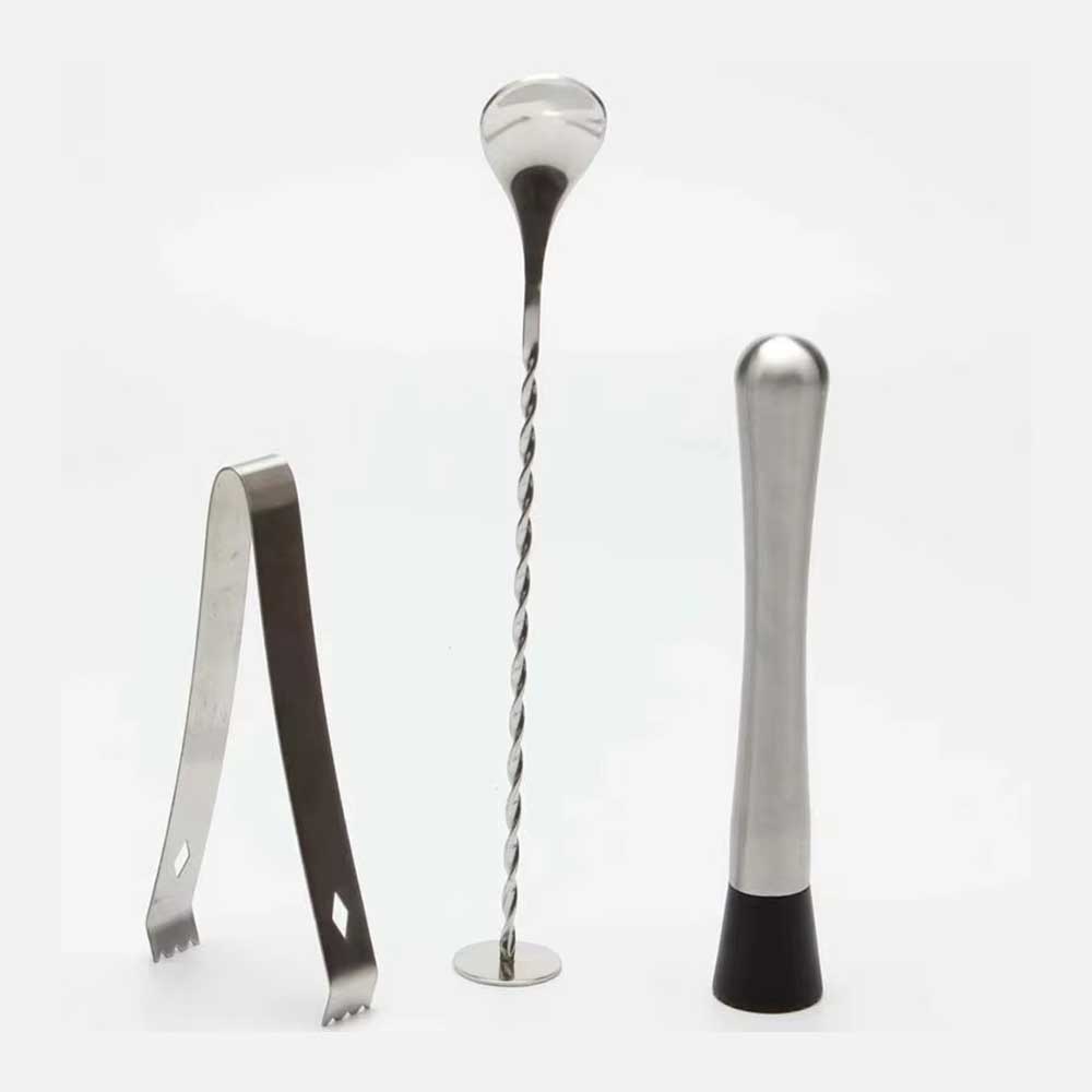 12-Piece Stainless Steel Bartender Kit with Roll-Up Bag