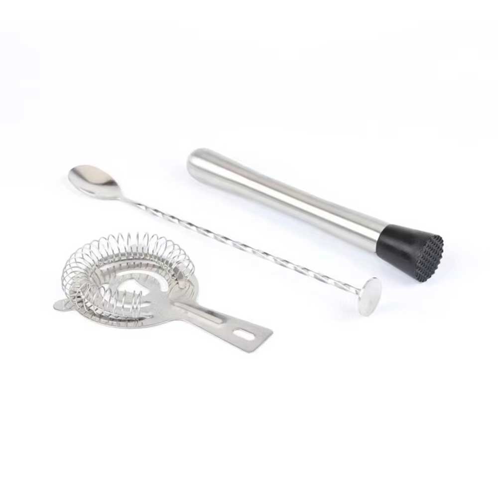 12-Piece Stainless Steel Bartender Kit with Roll-Up Bag
