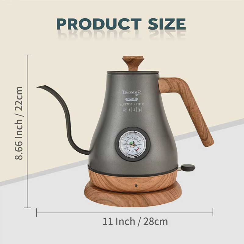 Precision Gooseneck Coffee Kettle 1L – Electric Temperature Control