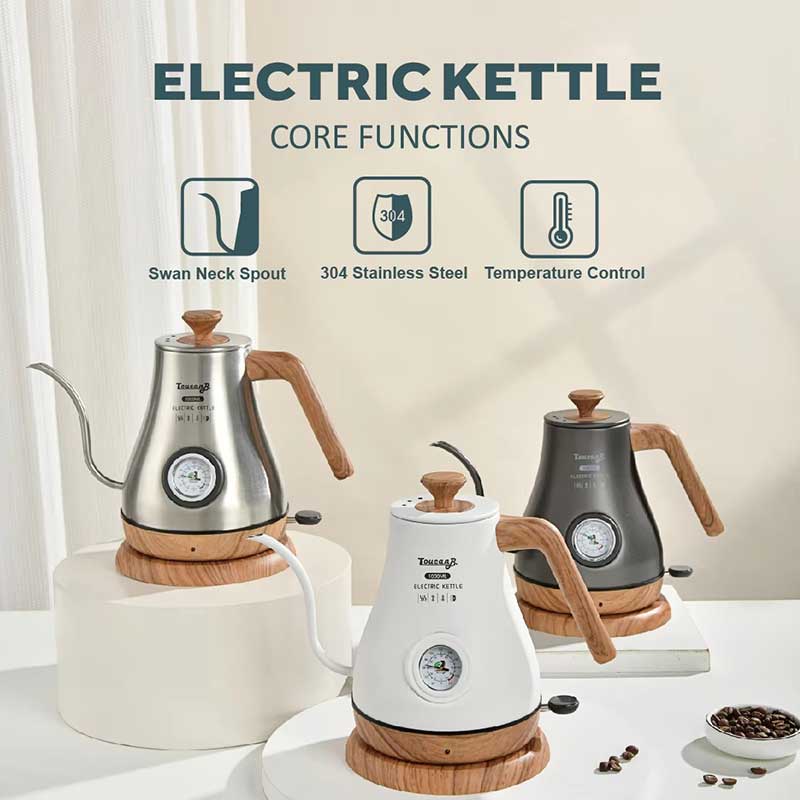 Precision Gooseneck Coffee Kettle 1L – Electric Temperature Control