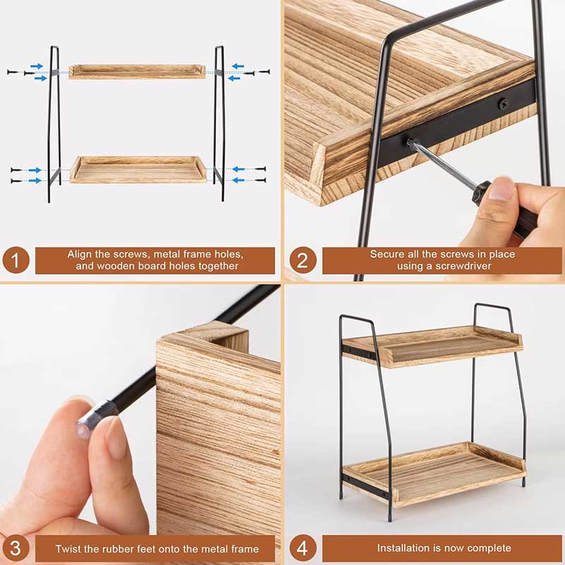 2 Tier Bamboo Coffee Station Organizer Shelf