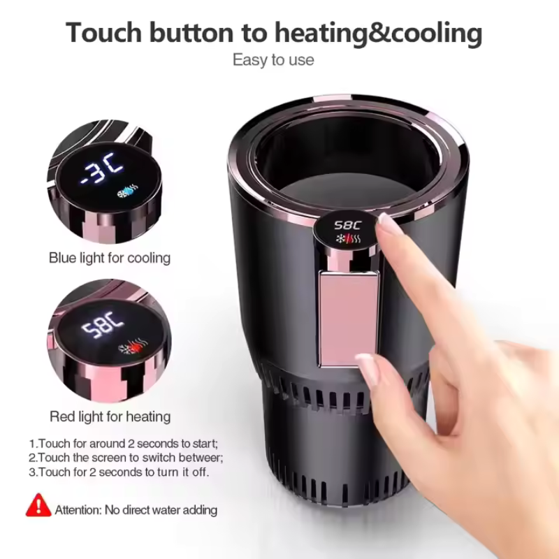 2-in-1 Smart Car Cup Holder – Auto Cooling & Heating with Temperature Display for Coffee, Water, or Milk