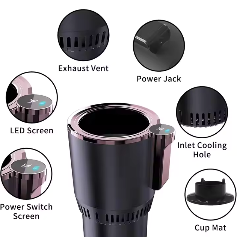 2-in-1 Smart Car Cup Holder – Auto Cooling & Heating with Temperature Display for Coffee, Water, or Milk