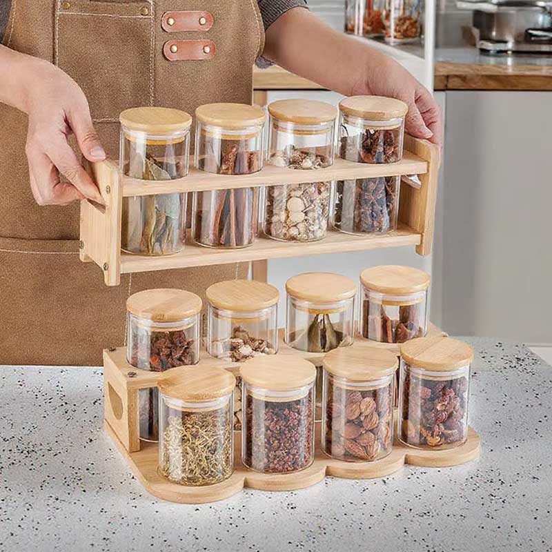 Airtight Glass Coffee Storage Jar Set – Borosilicate Canisters with Bamboo Lids (240ml Each)