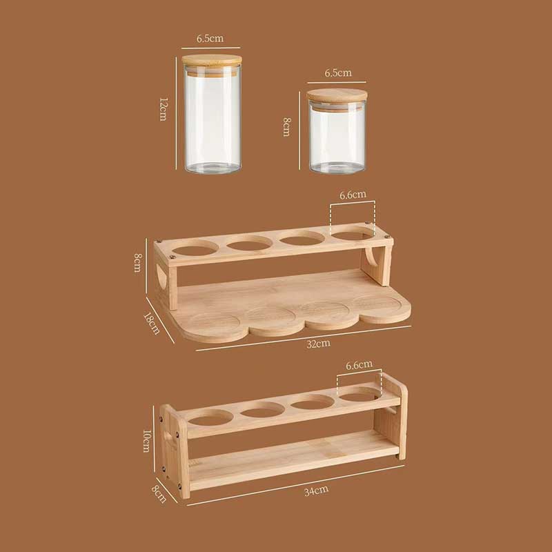 Airtight Glass Coffee Storage Jar Set – Borosilicate Canisters with Bamboo Lids (240ml Each)