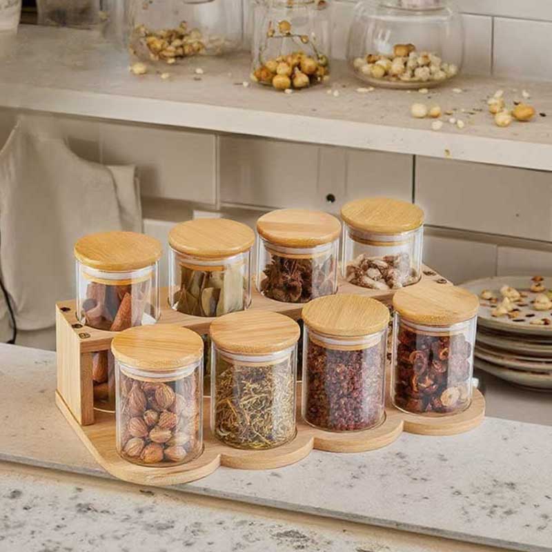 Airtight Glass Coffee Storage Jar Set – Borosilicate Canisters with Bamboo Lids (240ml Each)