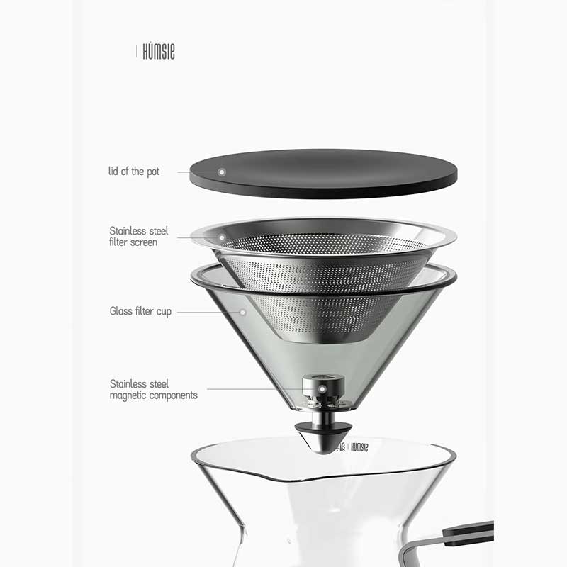 300ml Glass Teapot – Precision One-Press Infuser System for Tea & Coffee