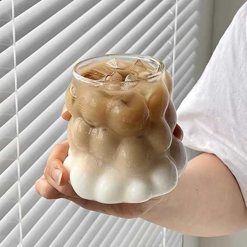 350ml Grape Shaped Irregular Glass Cup – Cute Glass for Milk, Iced Coffee, and Breakfast Drinks