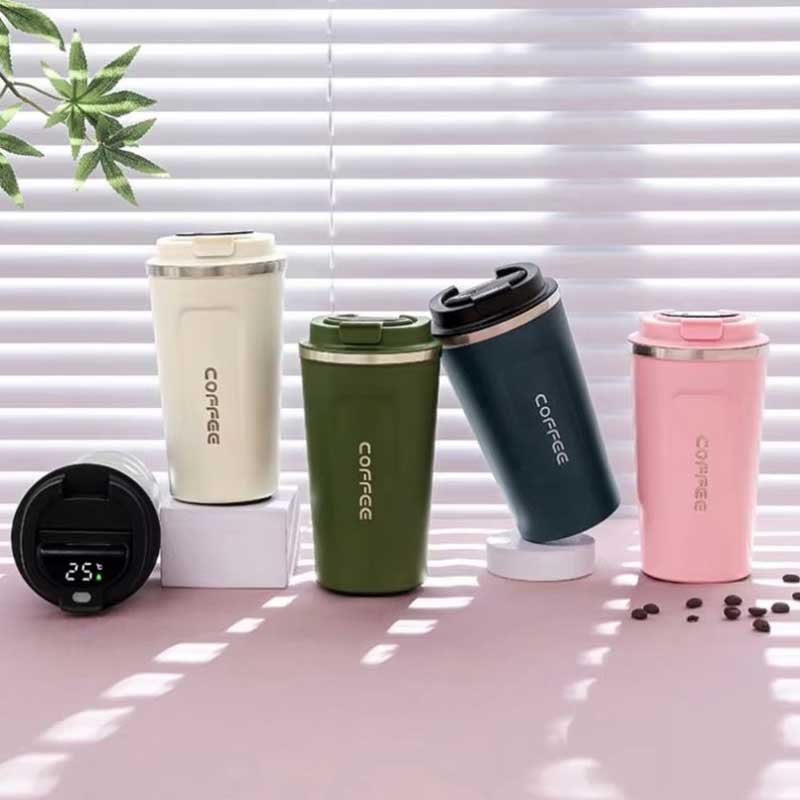 380ml Smart Temperature Display Stainless Steel Double Wall Travel Coffee Vacuum Cup with Lid – Office & Outdoor Thermal Mug