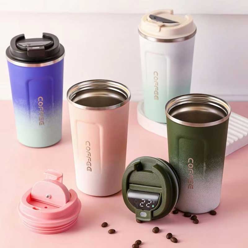 380ml Smart Temperature Display Stainless Steel Double Wall Travel Coffee Vacuum Cup with Lid – Office & Outdoor Thermal Mug