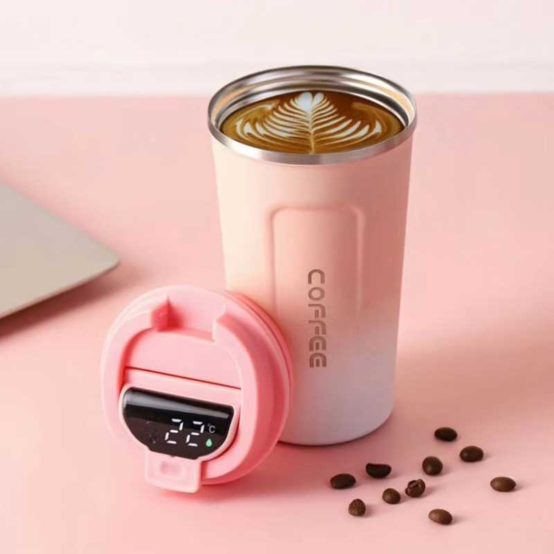 380ml Smart Temperature Display Stainless Steel Double Wall Travel Coffee Vacuum Cup with Lid – Office & Outdoor Thermal Mug