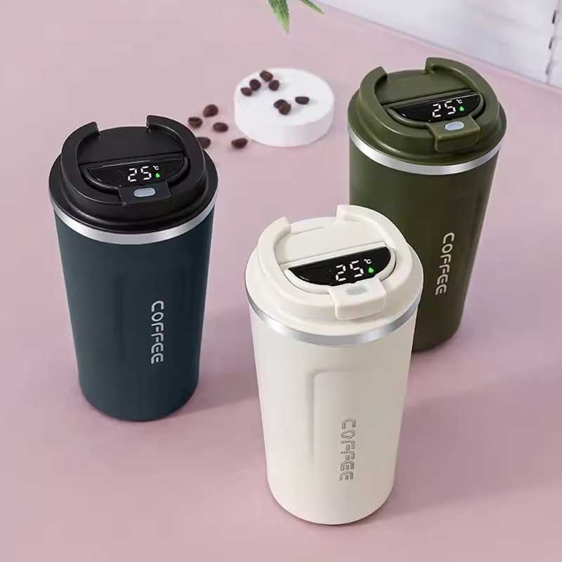 380ml Smart Temperature Display Stainless Steel Double Wall Travel Coffee Vacuum Cup with Lid – Office & Outdoor Thermal Mug