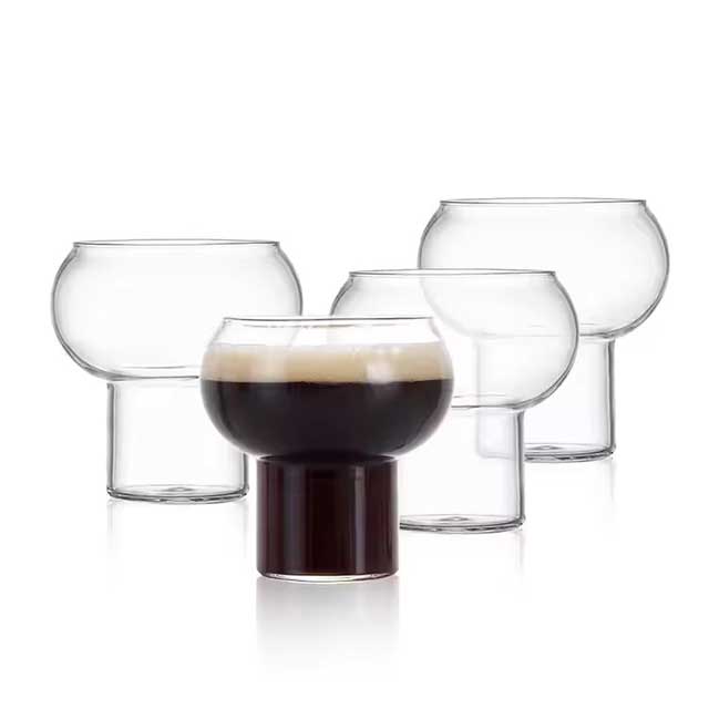 300ml Vintage Ribbed Glass Cups – Unique Matcha & Cocktail Glasses for Iced Coffee, Juice, Milk & Beverages