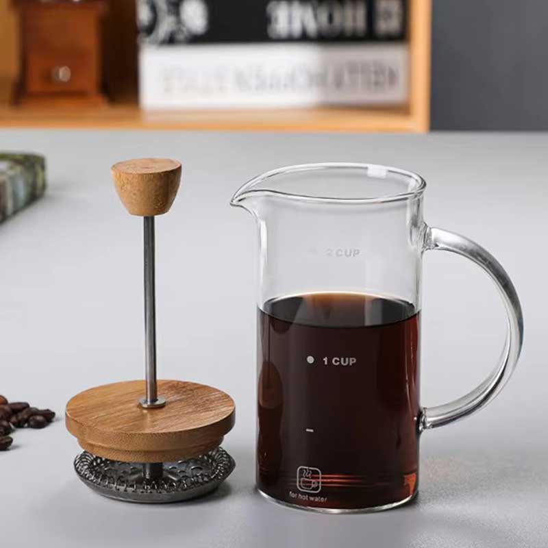 400ml Glass French Press Coffee Maker with Bamboo Lid