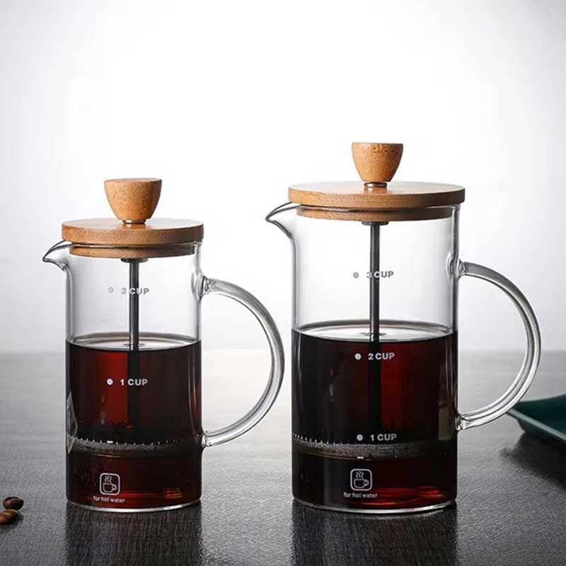 400ml Glass French Press Coffee Maker with Bamboo Lid