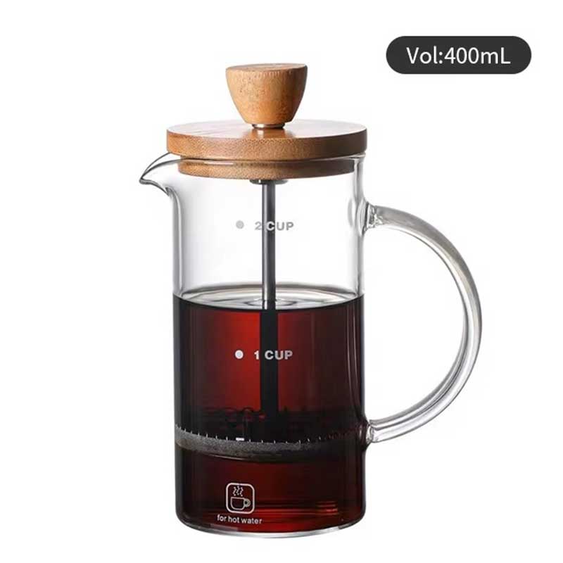 400ml Glass French Press Coffee Maker with Bamboo Lid