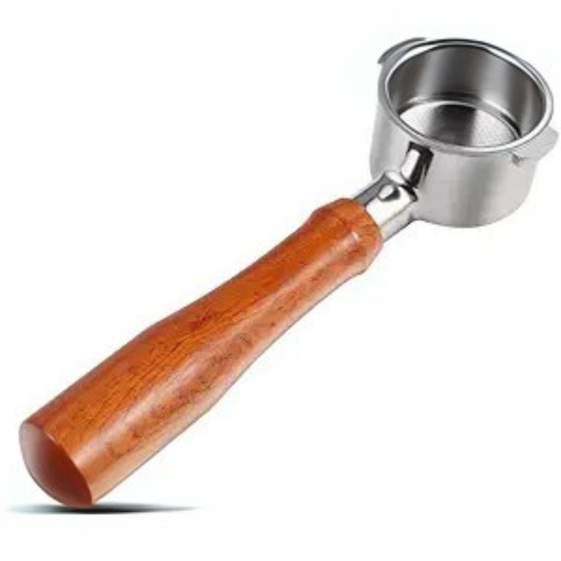 51mm Bottomless Portafilter – E61 Compatible Stainless Steel with Wooden Handle for Delonghi Espresso Machines