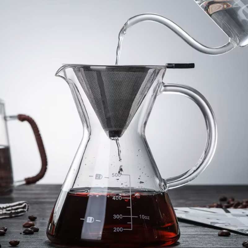 Artisan Glass Pour Over Set – Reusable Steel Filter & Carafe