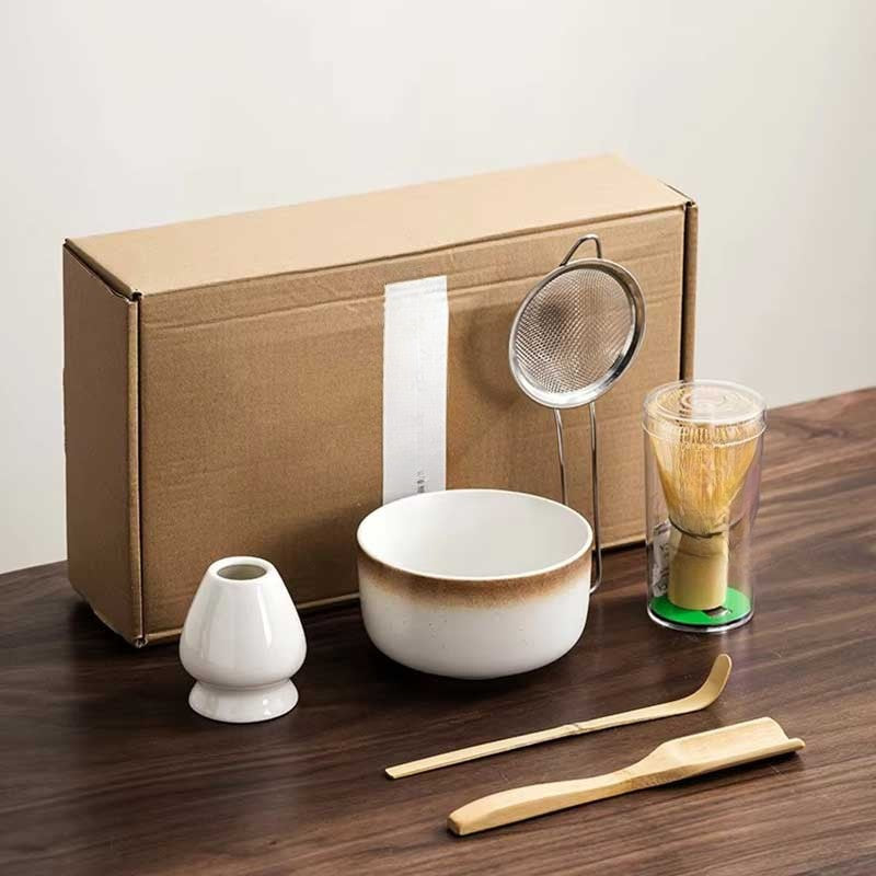 6-Piece Matcha Tea Set with Bowl & Bamboo Whisk