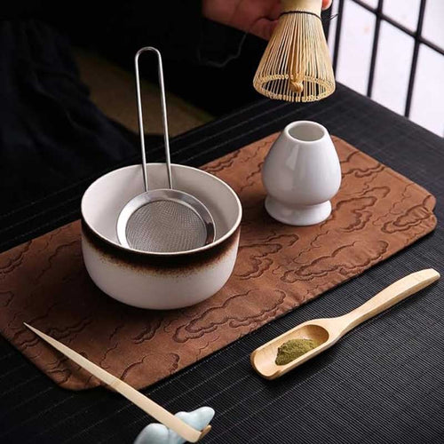 6-Piece Matcha Tea Set with Bowl, Whisk & Sieve - Black