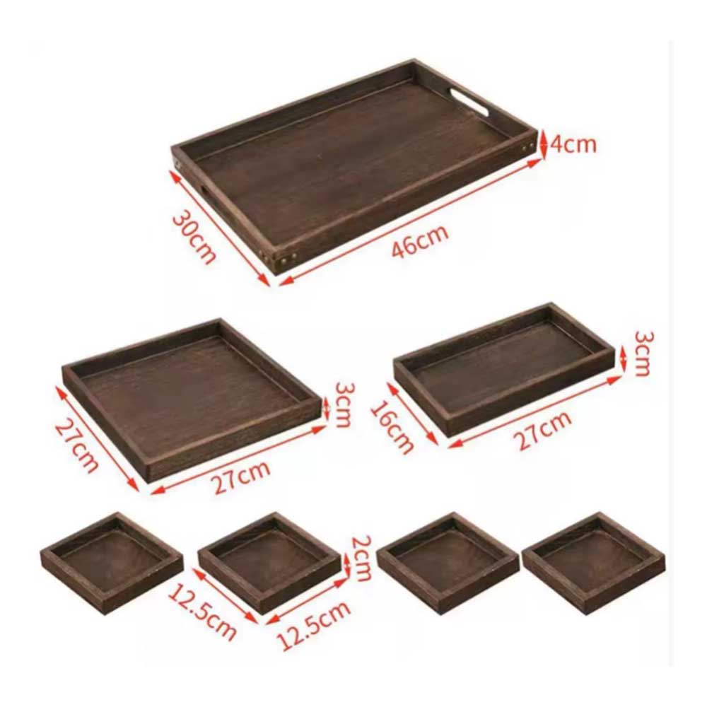 7-Piece Wooden Serving Tray Set with Handles